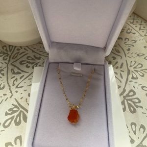 Yellow gold vermeil necklace with Carnelian stone